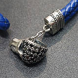 Браслет зі шкіри — вставка Тризуб зі срібла, фото 8