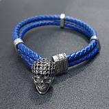 Браслет зі шкіри — вставка Тризуб зі срібла, фото 6