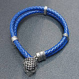 Браслет зі шкіри — вставка Тризуб зі срібла, фото 5