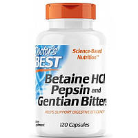 Бетаина гидрохлорид Doctor's Best Betaine HCL Pepsin and Gentian Bitters 120 Caps