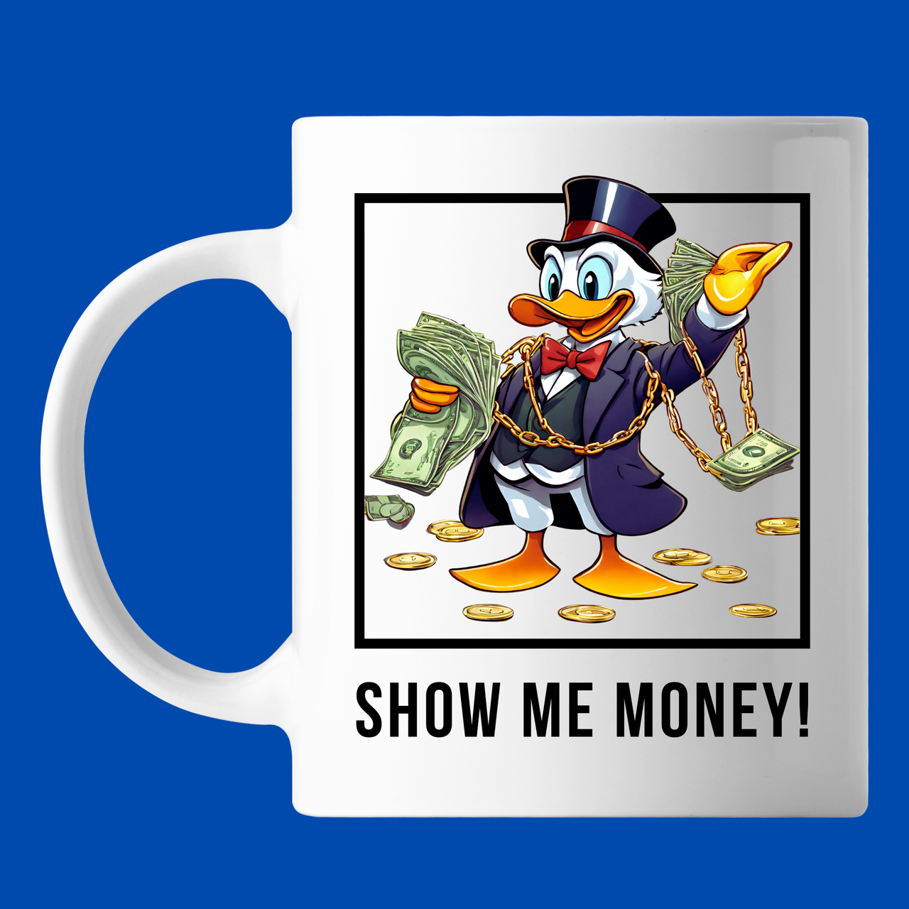 Чашка з написом "Show me money!", Скрудж МакДак, кружка з прінтом Орігамі OM 6207
