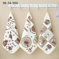 Від 20 шт. Кухонний круглий рушник мікрофібра кава петелька 35*35см купити оптом дешево