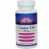 Очистка кишечника Heritage Store Products Castor Oil 725 mg 60 Veg Caps HRP-30150