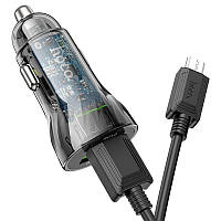 Автомобильное зарядное устройство Hoco Z47 Transparent Discovery Edition 2USB 20W / QC3.0 18W USB - Micro-USB