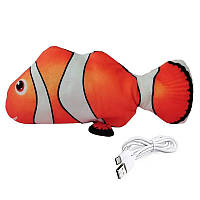 Мягкая игрушка для кошек СЯНЬЧЖИЛОУ Рыбка Клоун вибро 25 см Оранжевый
