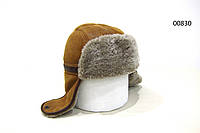 Мужская шапка ушанка из натурального меха овчины DAVANI 00830