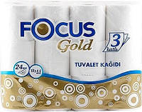Туалетная бумага, 18 м, 3 слоя, 24 рулона - Focus Gold 24шт (1088434)