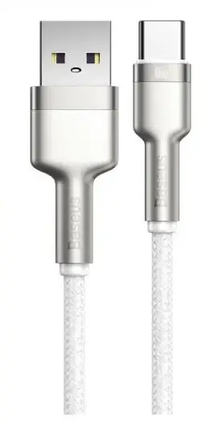 Кабель Baseus Cafule Series Metal Cable USB to Type-C 66W 1m CAKF000102 White, фото 2