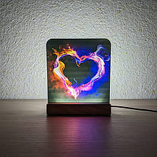 Світильник нічник з надрукованою картинкою Вогняне Серце acr-uf000119