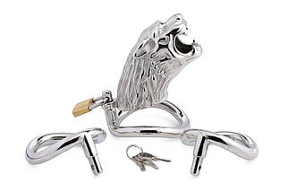 Клітка для пеніса Master Series: Tiger King Cock Cage With Lock, три кільця, замок, три ключі, фото 2