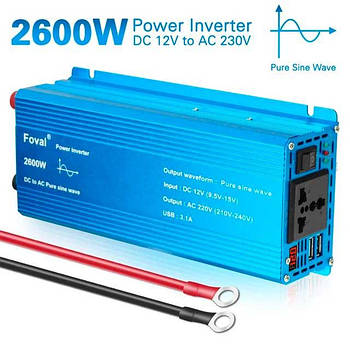 Інвертор чистого синусу FOVAL 2600, пікова 2600 Вт, вх. напруга DC12, вихідна: AC230, 50Гц