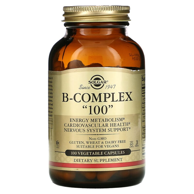 Solgar B-complex 100 mg 100 капсул, комплекс витаминов группы B, b-100, витамины группы Б - фото 1 - id-p2036365917