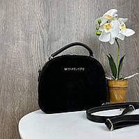 Женская замшевая сумка клатч на плечо стиль Майкл Корс черная, мини сумочка натуральная замша FM