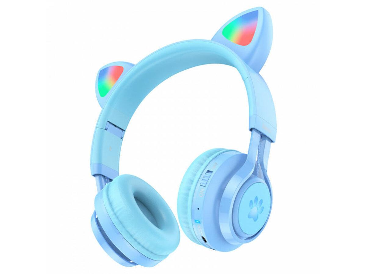 Дитячі навушники з вушками HOCO W39 Cat ear kids BT headphones Blue Bluetooth/AUX(3,5 мм)