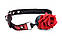 Кляп з трояндою Master Series: Eye-Catching Ball Gag With Rose, чорно-червоний, фото 3