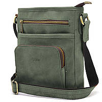Тор! Мужская кожаная сумка с карманом RE-1303-3md TARWA зеленая