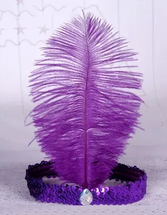 Пов'язка фіолетова з пером для карнавалу та танців