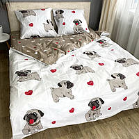 Детский комплект постельного белья в кроватку люльку 110х140 Собачки мопсы сердца бязь голд люкс Виталина
