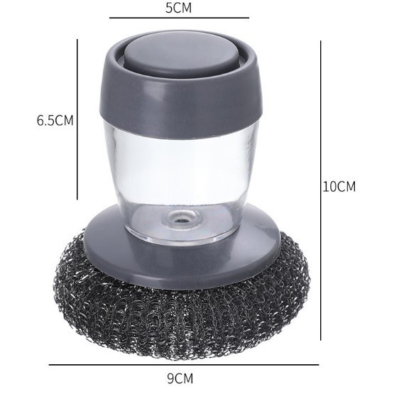 Щітка металева з дозатором мийного засобу Губка для миття посуду 10 х 9 см, фото 1