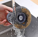 Щітка металева з дозатором мийного засобу Губка для миття посуду 10 х 9 см, фото 4