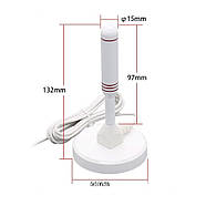 Антена телевізійна DVB-T2 HDTV 4K Ultra HD кімнатна, активна з підсилювачем 30 dBi, кабель 5 метрів, біла, фото 4