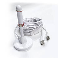 Антена телевізійна DVB-T2 HDTV 4K Ultra HD кімнатна, активна з підсилювачем 30 dBi, кабель 5 метрів, біла, фото 2