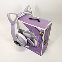 Бездротові LED навушники з котячими вушками CAT STN-28. Колір: фіолетовий TOS