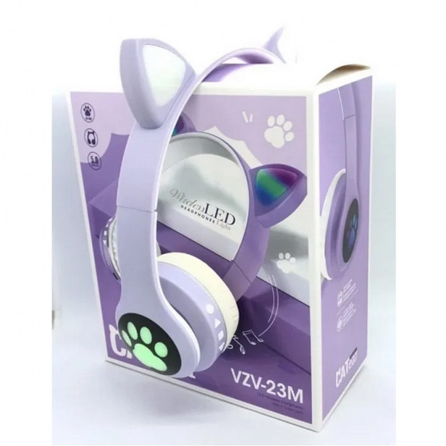 Беспроводные LED наушники с кошачьими ушками CAT STN-28. Цвет: фиолетовый TOS - фото 5 - id-p2036407569