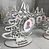 Новорічна прикраса Ялинка на підставці. Ялинка з лототипом. Сувеніри з логотипом, фото 4