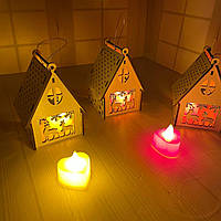 Новорічний підсвічник білий "Олені" Розмір:12*8*8 см