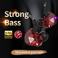 Дротові навушники QKZ CK5 з гарнітурою Червоний Оригінал Strong Bass