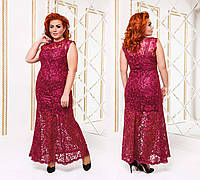 Шикарное вечернее женское платье в больших размерах 41200 "Двойка Вышивка Годе Макси" в расцветках