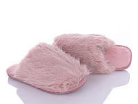 Тапочки женские домашние теплые закрытые меховые розовый