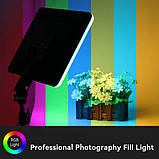 Світлодіодне відеосвітло Camera light PM-26 RGBW LED-панель живлення від USB + Штатив, фото 6