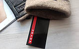 Чоловічі шкіряні рукавички Prada підкладка вовняне в'язання black, фото 2