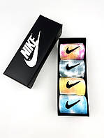 Махрові високі чоловічі термо в крафт боксі Nike - tie-dye в коробці 4 пари шкарпеток утепленні