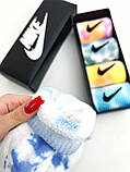 Махрові високі жіночі термо в крафт боксі Nike - tie-dye в коробці 4 пари шкарпеток утепленні, фото 3