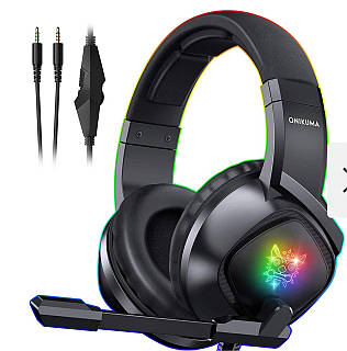 Наушники игровые ONIKUMA K19 с LED RGB подсветкой/микрофоном проводные