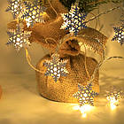 Гірлянда різдвяні сніжинки з кованого заліза (3D-ефект) USB, 3 м 20 лампочок, фото 2