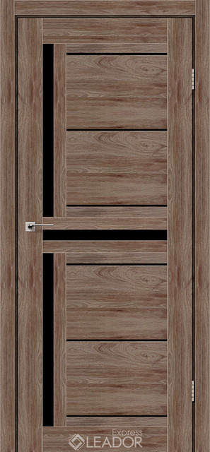 Двери Леадор экспресс/ Leador Express LARIANA Клен Рубрум чорне скло, фото 1