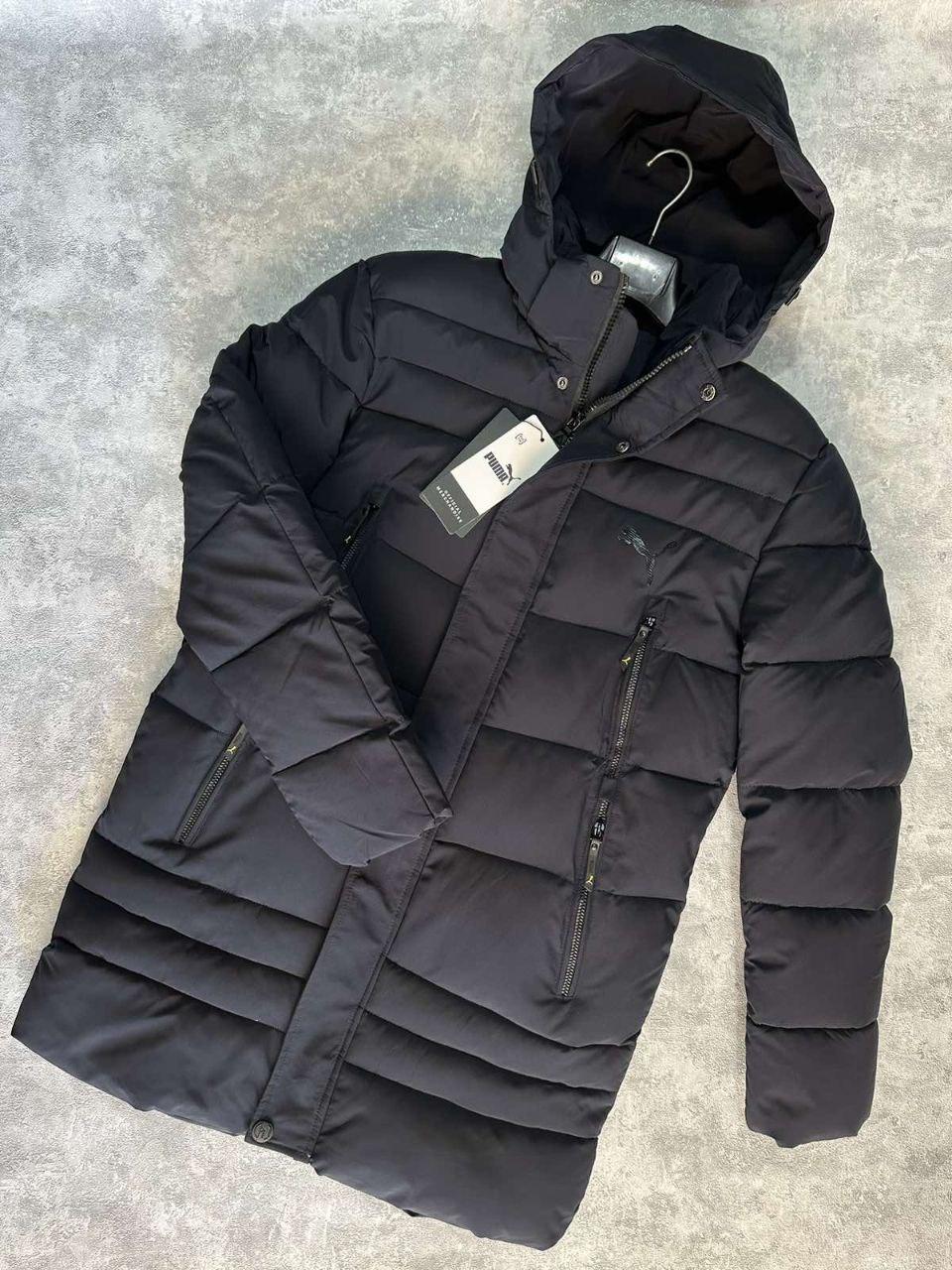 Мужская Длинная Зимняя Куртка Парка Puma Черная До -20