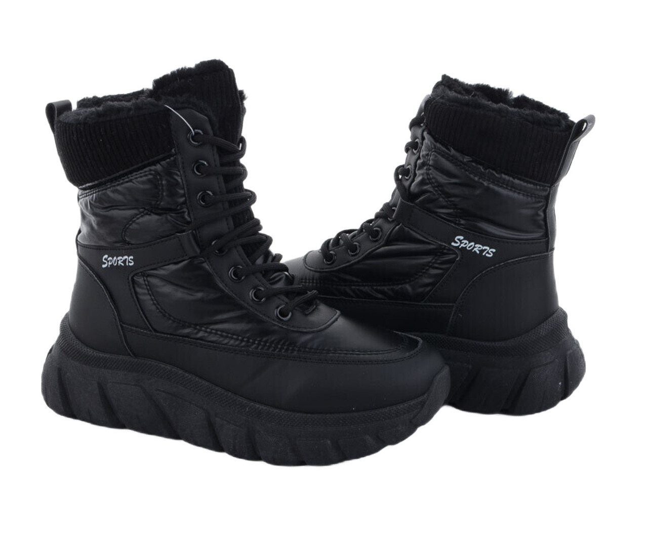 Жіночі чорні дутики сноубутси збоку змійка 36 41 розмір, фото 1