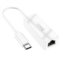 Адаптер переходник для модема и роутера Hoco UA22 Type-C to Ethernet RJ45 100Mbps White