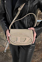 Женская сумка Diesel 1DR Кросс боди эко кожа женская сумка Дизель бежевая на одно отделение с длинным ремешком