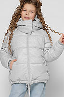 Дитяча тепла  зимова куртка на дівчинку срібного кольору люрекс вік з 5-8 р