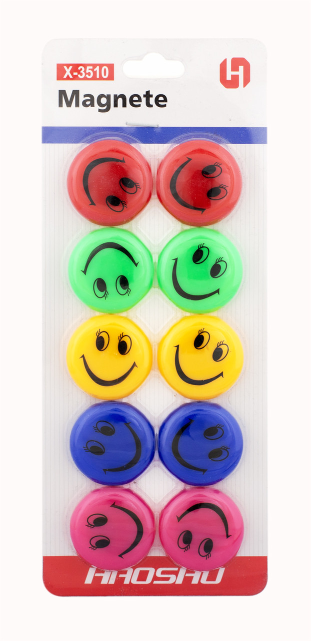 Набір кольорових магнітів 10 шт для дошки Смайлик 35 мм Х-3510