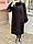 Шуба женская натуральная мутоновая длинная черная с воротником и манжетами из норки, фото 5