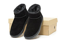 Зимние ботинки женские УГГи Ультра Мини. Зимняя обувь женская замшевая на меху черные UGG Ulra Mini Black