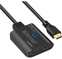 Перемикач HDMI 4K 60 Гц із фіксованим кабелем HDMI двонаправлений розгалужувач HDMI PORTTA, вихід 1 на 2,