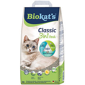 Бентонітовий наповнювач для котячого туалету Biokats Classic Fresh 3in1 18л